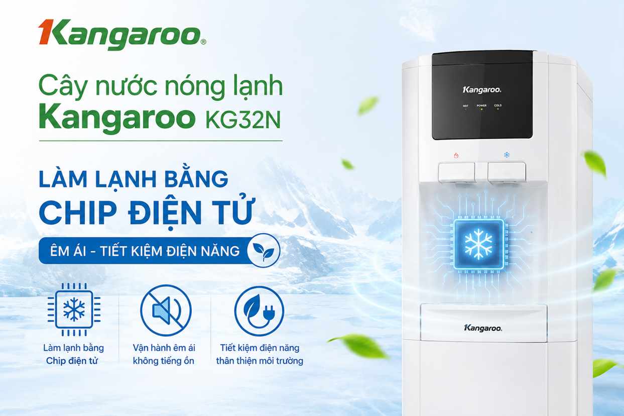 Cây nước nóng lạnh Kangaroo KG32N làm lạnh bằng Chip điện tử